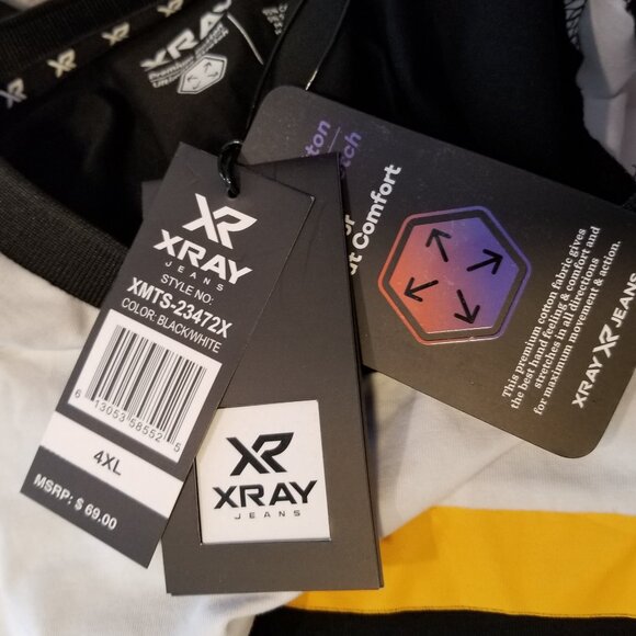 Xray Jeans Mens 4XL Black White Yellow Stripe Shirt Casual Big Tall Retro NWT - Picture 5 of 5